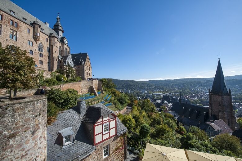 Blick von Marburger Schloss über die Stadt